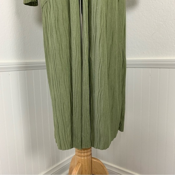 Stateside Knit Plisse Cardigan Duster Open Front Pockets Green Size M - Picture 4 of 15